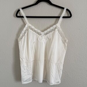 Vintage Womens Small White Lace Trim Camisole Soft Girl Coquette Cottage Prairie